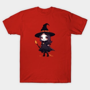 Witchcraft horror anime characters Chibi style +Halloween horror T-Shirt